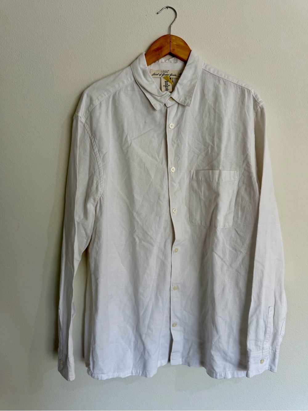 H&M Men's White Long-Sleeve Button-Down Shirt